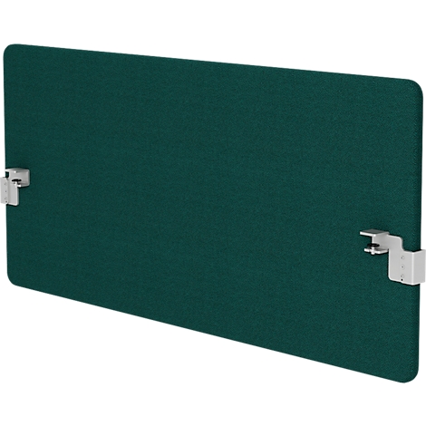 Cloison verte insonorisée avec supports, légèrement de face.