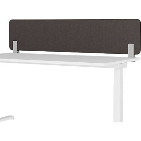 Cloison de bureau grise montée sur un bureau blanc.