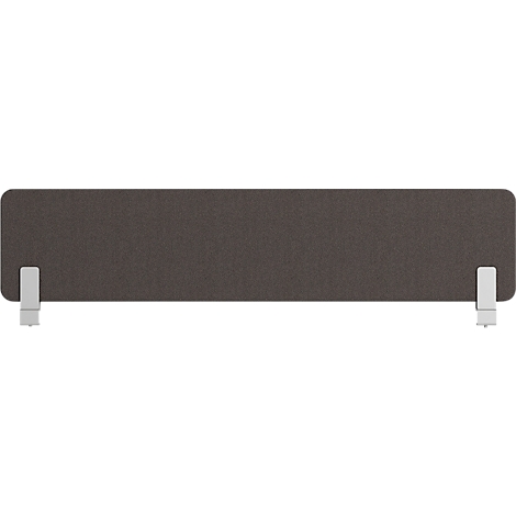 Cloison de bureau gris foncé avec supports blancs.