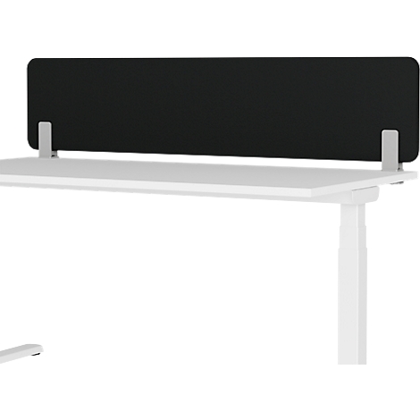 Bureau avec écran d'intimité noir.