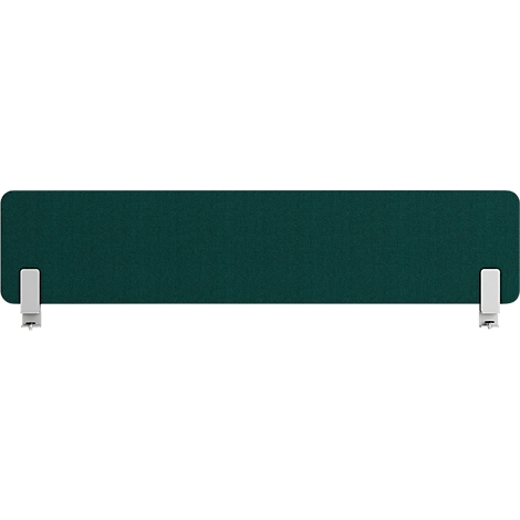 Une cloison de bureau vert foncé avec des supports blancs.