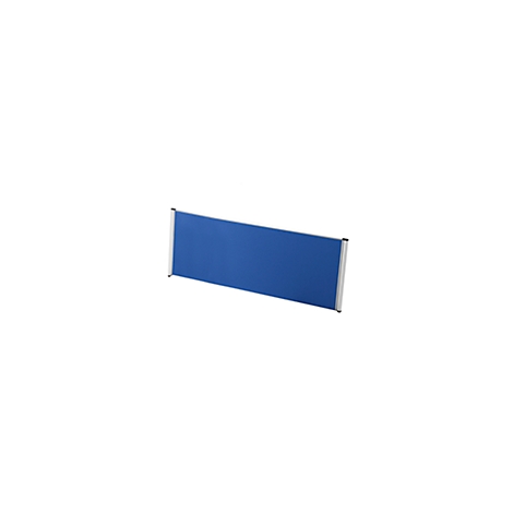 Cloison de bureau rectangulaire bleue sur fond blanc. Cadre argenté.