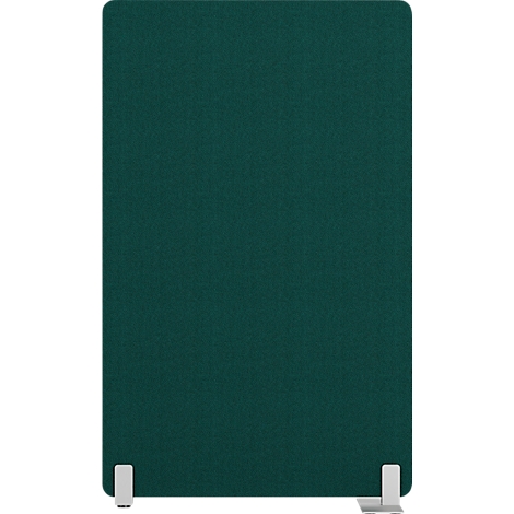 Cloison verte avec cadre et pieds blancs. Le panneau est rectangulaire.