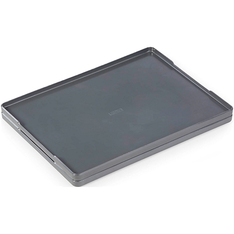 Dark gray tray with raised edges.