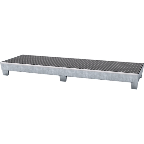 A rectangular metal platform with a ridged surface and four legs.