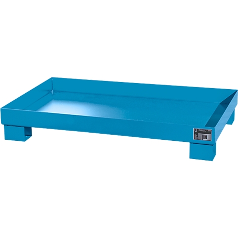 Blue tub with four rectangular feet.
