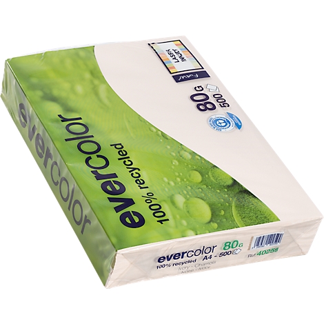 evercolor paper pack, green and white. Printed: 80g, 500 sheets, 100% recycled.