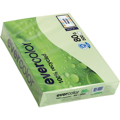 Paper pack with the logo "evercolor" and the text "100% recycled".