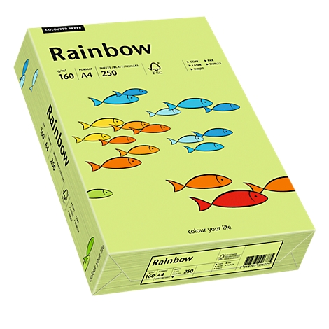 A pack of "Rainbow" paper with colorful fish illustrations. Inscription: Colour your life.