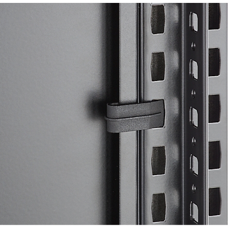 Structure métallique grise avec clip de fixation.