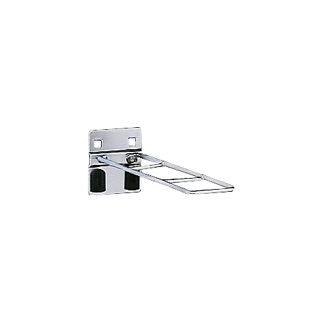 Chrome wall-mounted bracket with foldable frame, front view.