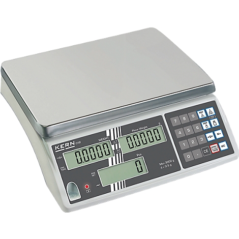 Digital kitchen scale by Kern with displays and buttons. The scale displays weights and has a maximum capacity of 3000 g.