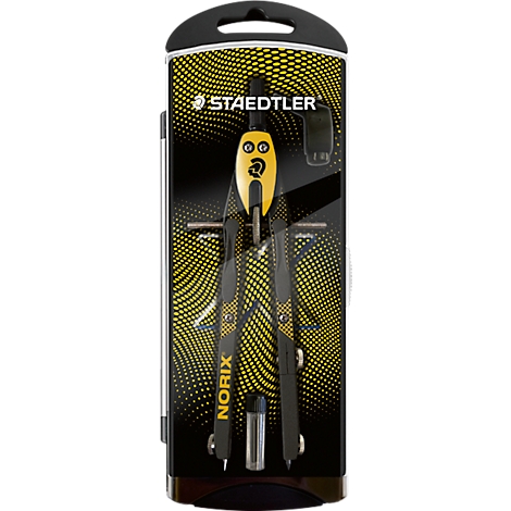 Compas Staedtler Norix dans un emballage noir et jaune avec logo.