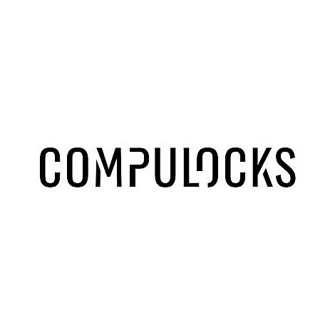 Schwarzes Firmenlogo Compulocks auf weißem Hintergrund.