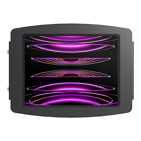 Grauer, rechteckiger Rahmen mit schwarzem Innenraum. Darin sind waagerechte, leuchtende, lilafarbene Linienstrukturen zu sehen.