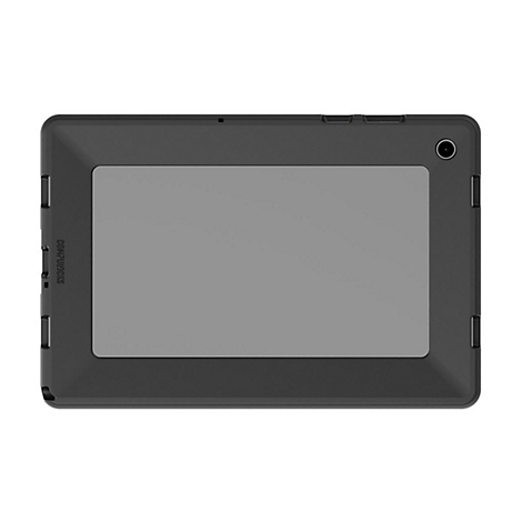 Schwarze Tablet-Schutzhülle mit grauem Bildschirm und der Aufschrift "COMPUUCKS".