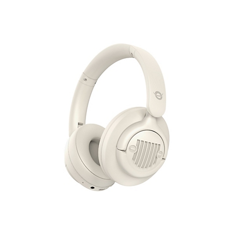 Beigefarbene Over-Ear-Kopfhörer mit markantem Grill-Design an der Außenseite, isoliert vor weißem Hintergrund.