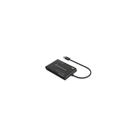 Schwarzer Conceptronic Kartenleser mit Kabel auf weißem Hintergrund.