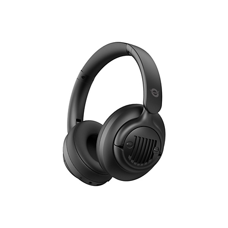Schwarze Over-Ear-Kopfhörer vor weißem Hintergrund.
