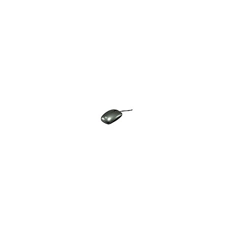 Graue Computermaus mit Kabel auf weiÃŸem Hintergrund.