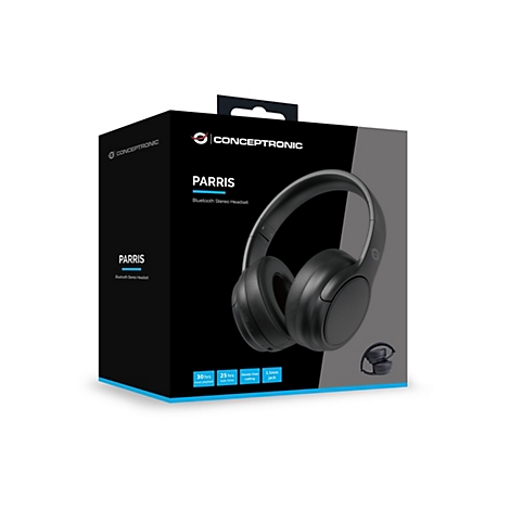 Schwarze Produktverpackung des Conceptronic Parris Bluetooth-Headsets.