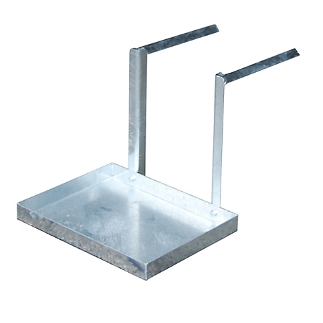 Metalen plank met twee rechtopstaande houders. Rechthoekige vorm, zilverkleurig metaal.