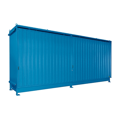 Contenedor BAUER CEN 65-2 IBC, acero, puerta corredera, ancho 6915 x fondo 1550 x alto 3445 mm, azul