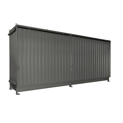 Contenedor BAUER CEN 65-2 IBC, acero, puerta corredera, ancho 6915 x fondo 1550 x alto 3445 mm, gris