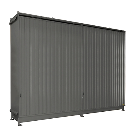 Contenedor BAUER CEN 65-3 IBC, acero, puerta corredera, ancho 7200 x fondo 1600 x alto 4965 mm, gris