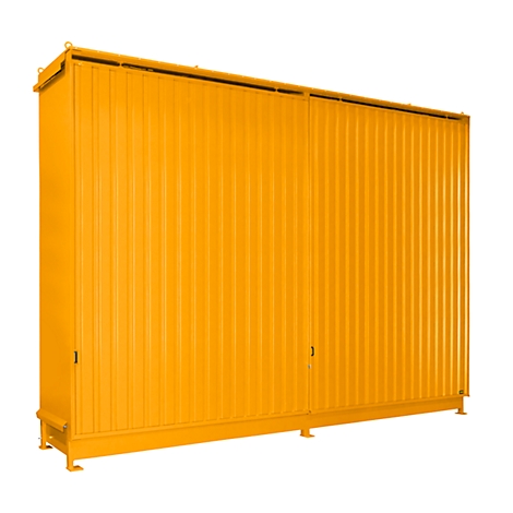 Contenedor BAUER CEN 65-3 IBC, acero, puerta corredera, ancho 7200 x fondo 1600 x alto 4965 mm, naranja