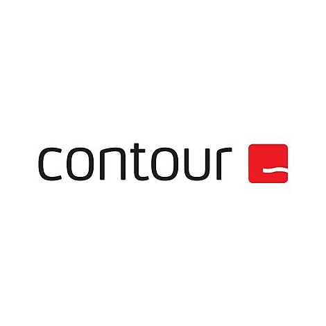 Firmenlogo von Contour in schwarzer Schrift mit rotem quadratischen Icon.