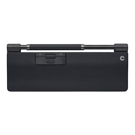 Schwarze RollerMouse Pro mit Rollleiste und Handballenauflage vor weißem Hintergrund.