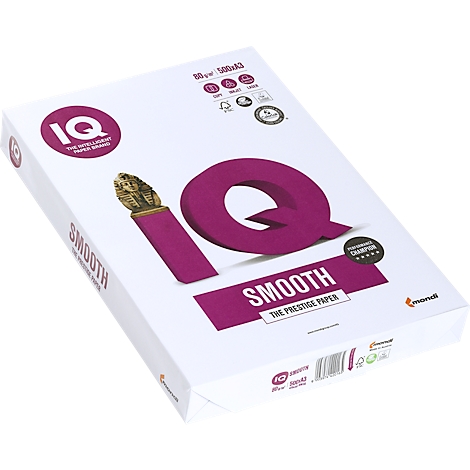 A white paper pack with a purple IQ logo and SMOOTH lettering. The background is white.