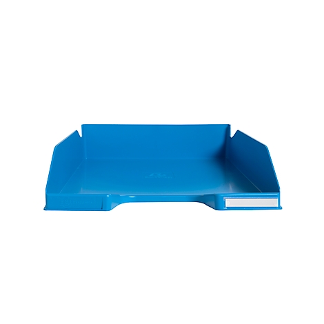 Plateau de bureau bleu sur fond blanc. Rehaussé sur les côtés.