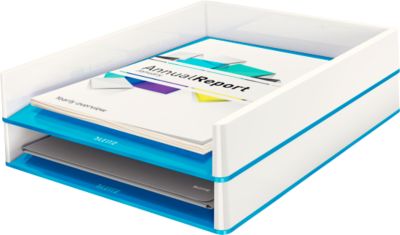 Corbeille à Courrier Leitz WOW – Format A4 – Blanc Et Rouge – Empilable – Pour Bureau Ou Maison