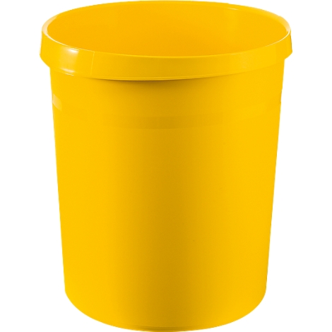 Seau jaune de forme cylindrique avec un bord légèrement en surplomb.