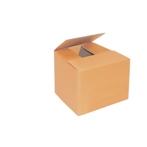 An open, brown cardboard box against a white background. The top flap is slightly raised.