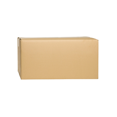 Brown rectangular cardboard box on a white background.