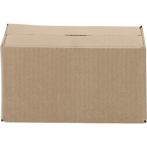 Brown cardboard shipping box, rectangular.
