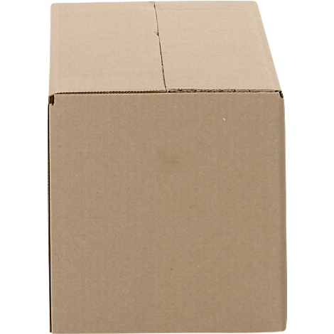 A rectangular cardboard box in brown. Two fold lines are visible on the top.