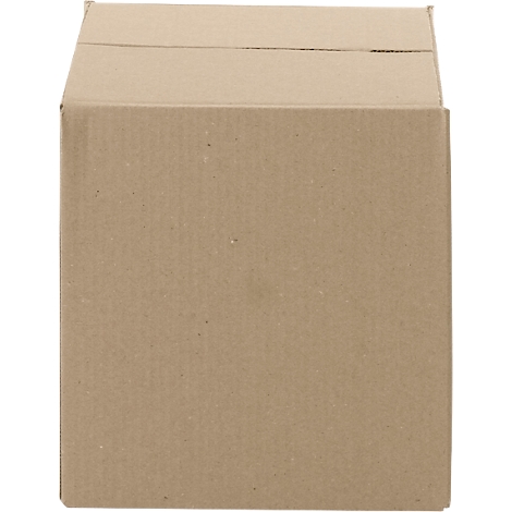 A square cardboard box in brown, on a white background.