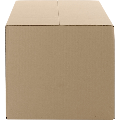 A square box made of brown cardboard, view from above.