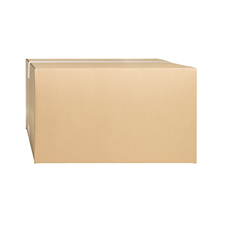 A rectangular cardboard box, brown, sealed with white tape. The background is white.
