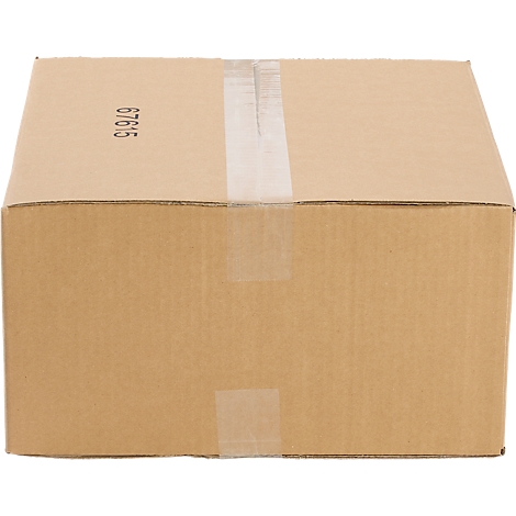 A closed, brown cardboard box. Adhesive tape is applied to the top, as well as the number "67615".
