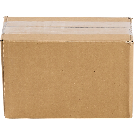 A rectangular brown cardboard box, sealed at the top with transparent tape.