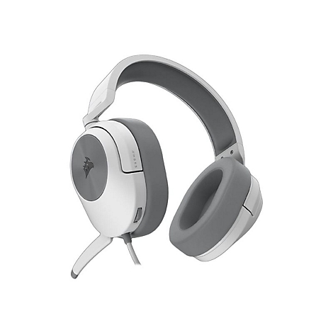 Ein weiÃŸ-graues Headset. Das GerÃ¤t hat einen verstellbaren BÃ¼gel und Ohrmuscheln.
