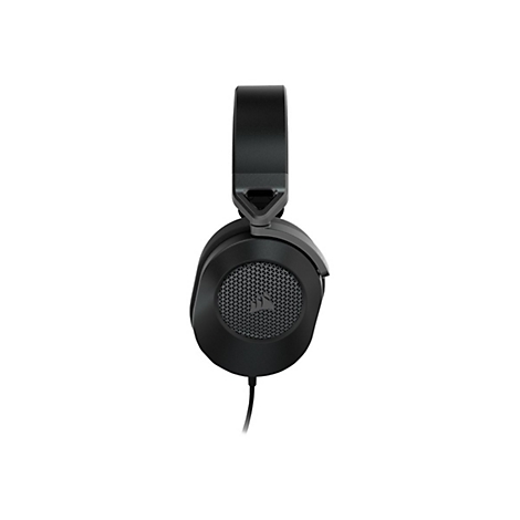 Schwarzes Corsair Gaming-Headset in der Seitenansicht vor weißem Hintergrund.