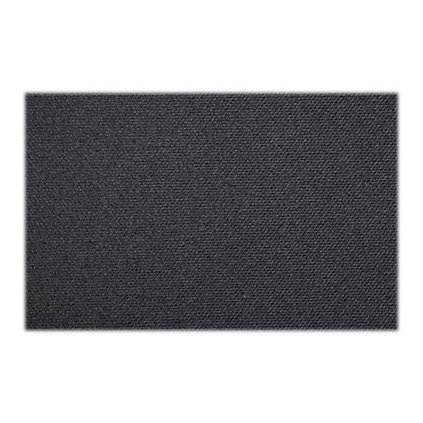 Rechteckiger, dunkelgrauer Teppich mit strukturierter Oberfläche und weißem Rand.