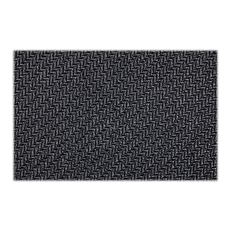 Detailaufnahme einer schwarzen, strukturierten Oberfläche mit einem gewebten Muster. Die Textur hat ein leichtes Glänzen.