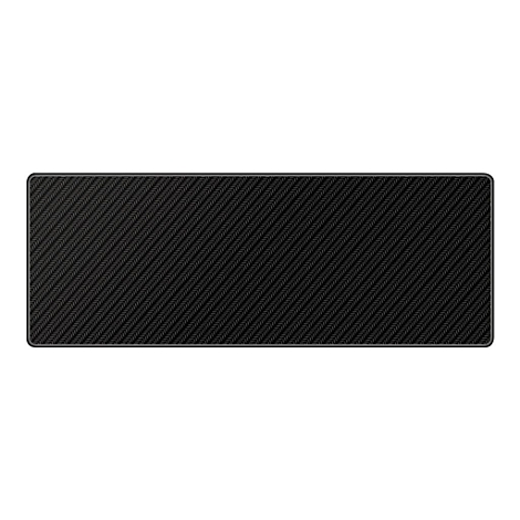 Rechteckiges, schwarzes Mauspad mit einem diagonalen Karbonfasermuster und umnähten Rändern.